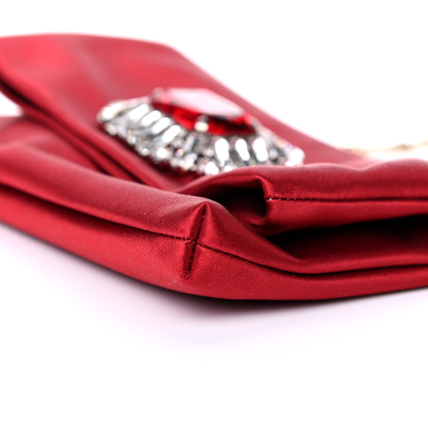 Satin Crystal Titania Clutch Red