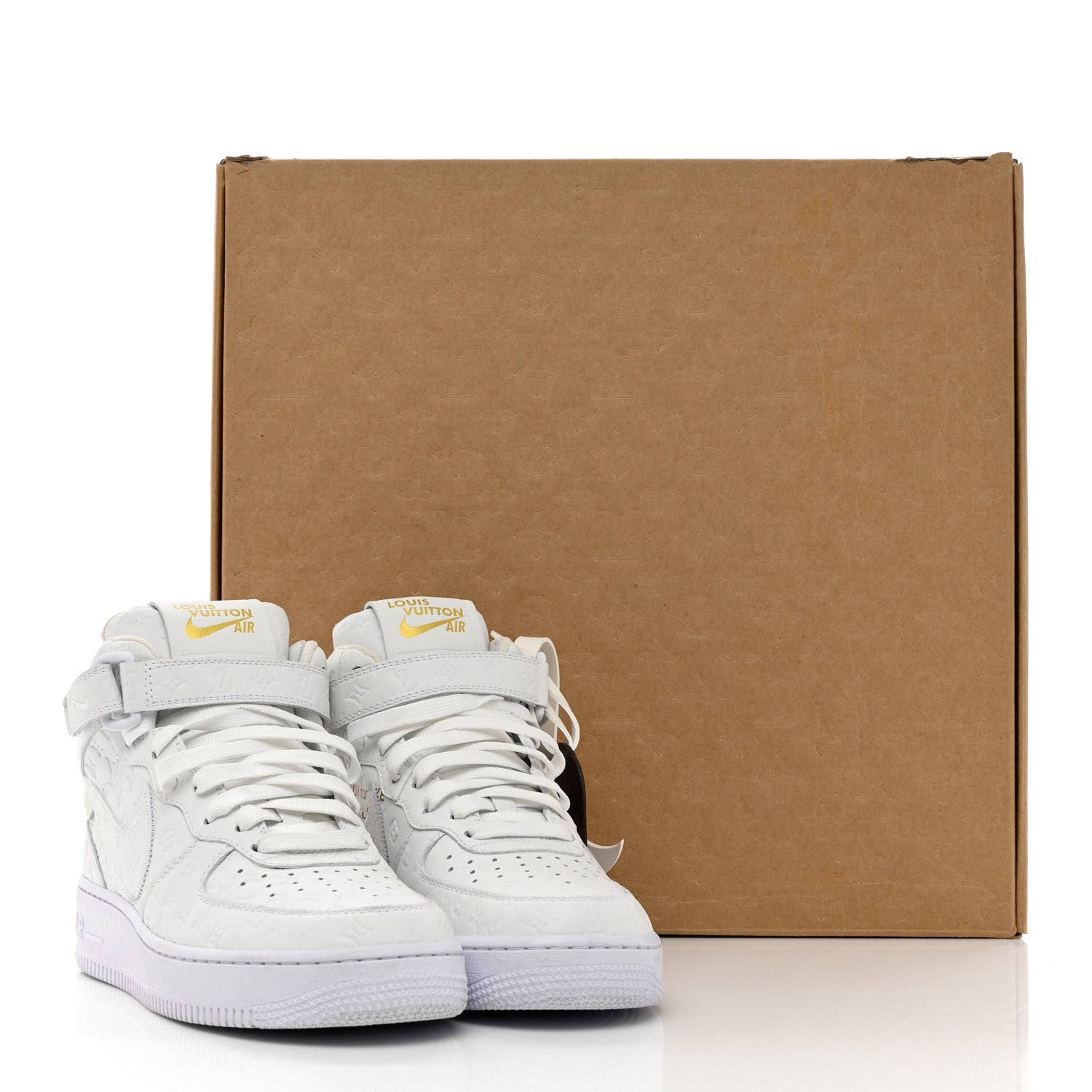 Louis Vuitton X NIKE AIR FORCE 1 Calfskin Monogram Mens Mid Sneakers 6 White 12 of 12