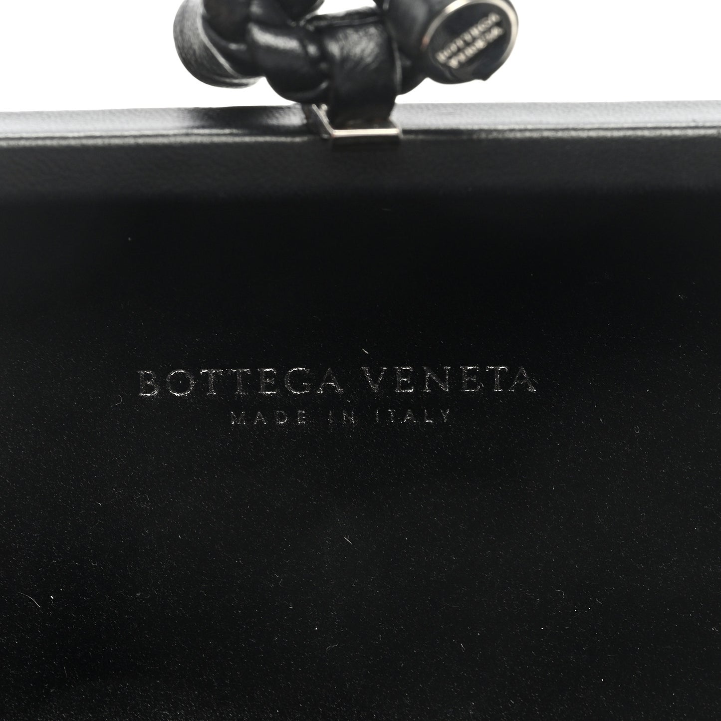 Satin Intrecciato Impero Stretch Knot Clutch Black