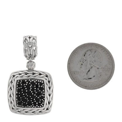 John Hardy Sterling Silver Black Sapphire Black Spinel Classic Chain Square Pendant 2 of 3