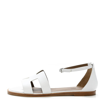 Hermes Calfskin Santorini Sandals 37.5 White 1 of 9