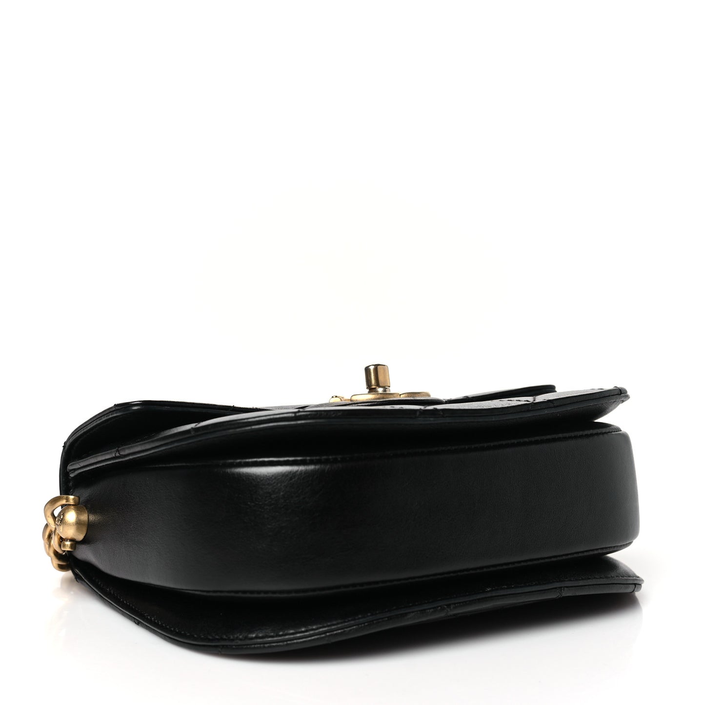Calfskin Quilted Moon Messenger Black