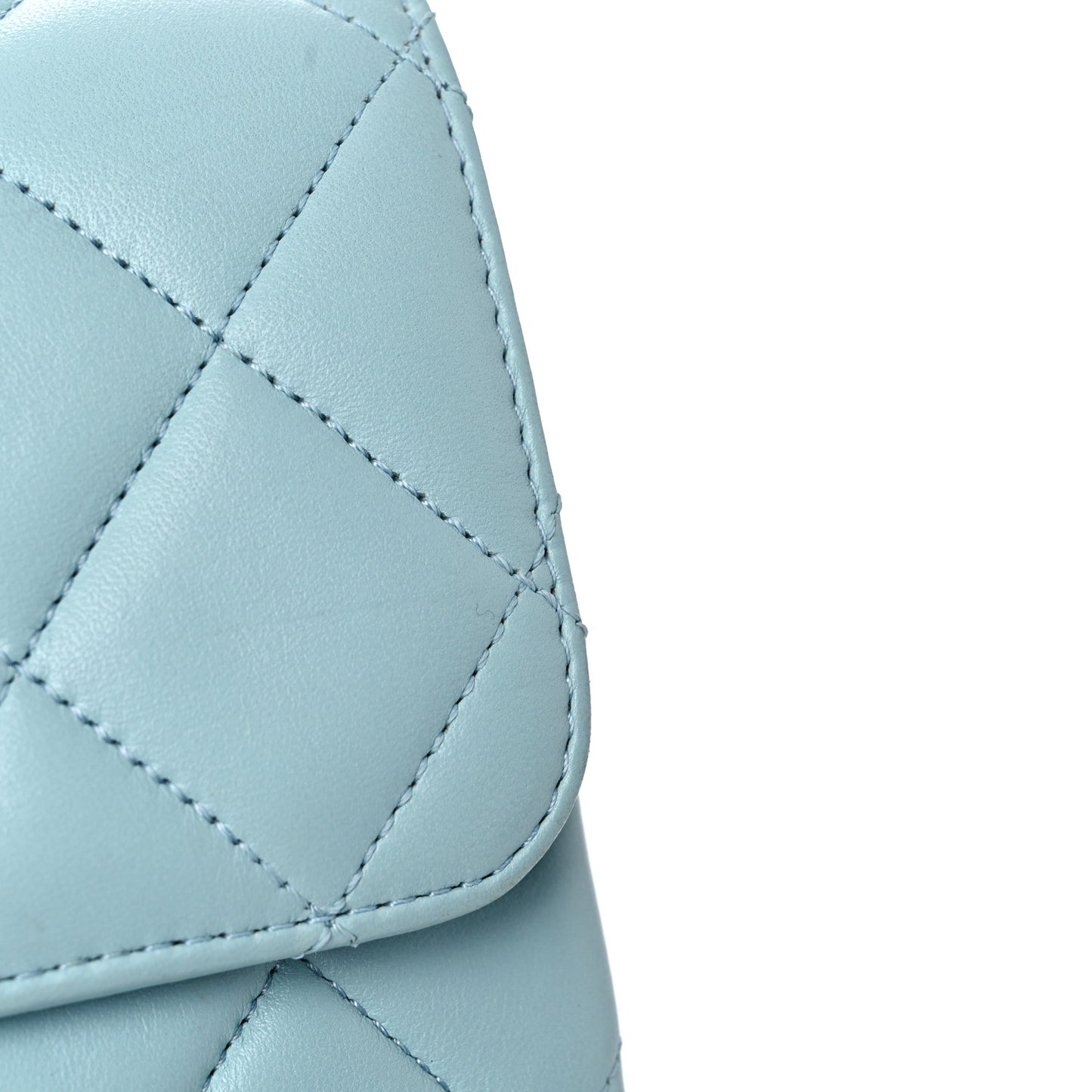 Lambskin Quilted Small Trendy CC Flap Dual Handle Bag Light Blue