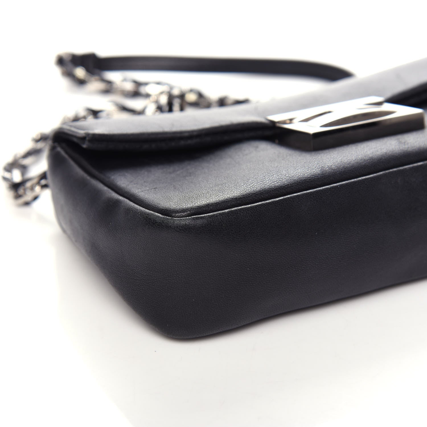 Fendi Shiny Nappa Mini Be Baguette Shoulder Bag Black 8 of 9