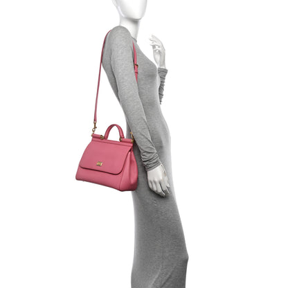 Dolce & Gabbana Iguana Calfskin Embossed Medium Miss Sicily Satchel Pink 2 of 11