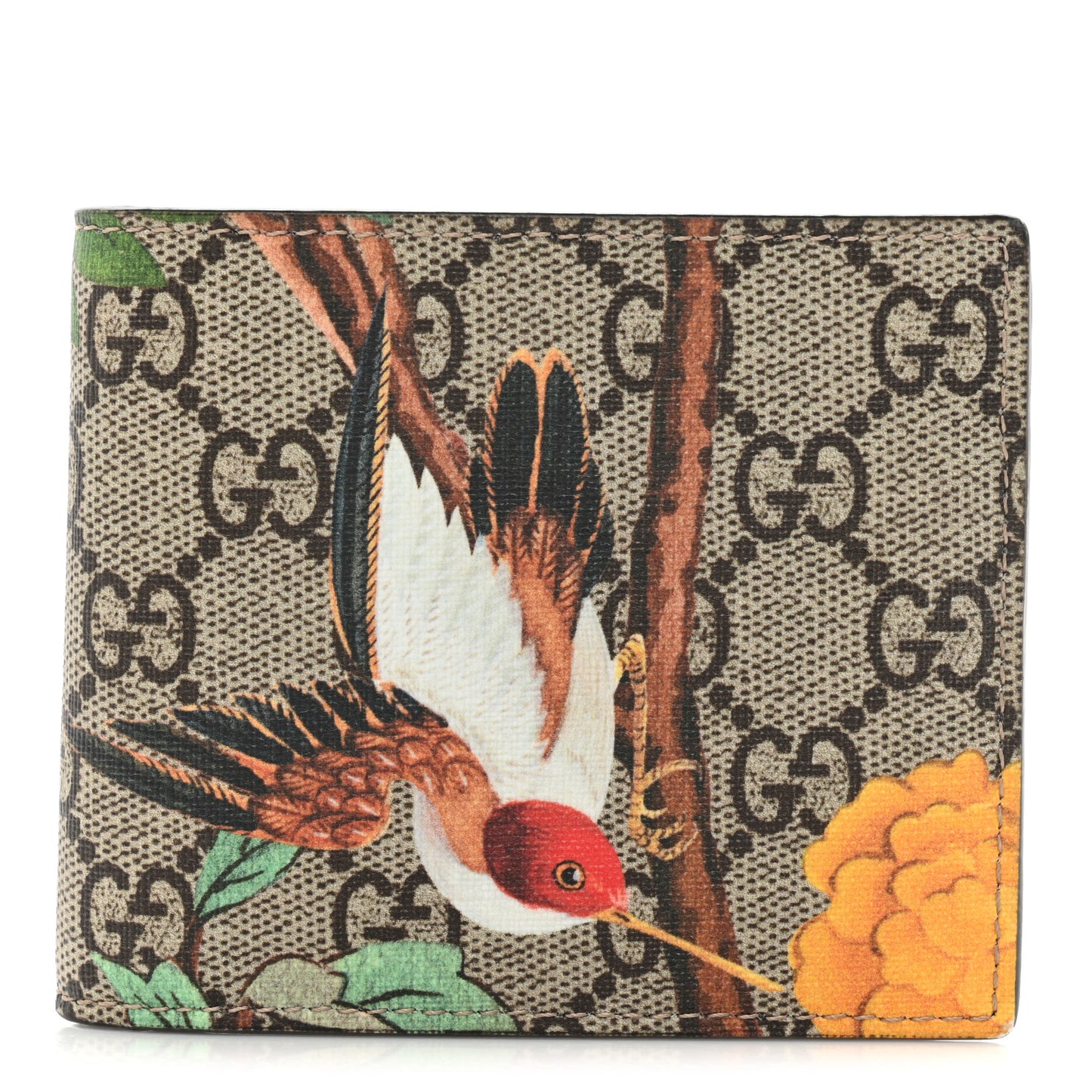 GG Supreme Monogram Tian Bi-Fold Wallet Beige Multicolor New Acero