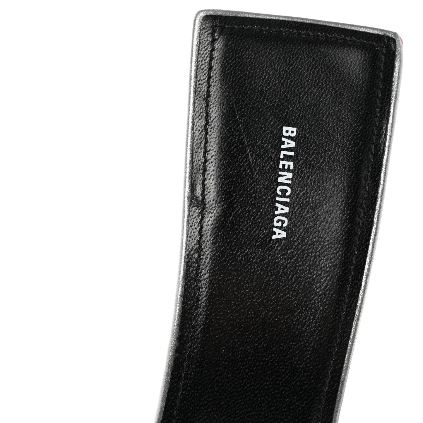 Metallic Nappa BB Square Knife Pointed Toe 40mm Mules 39.5 Silver