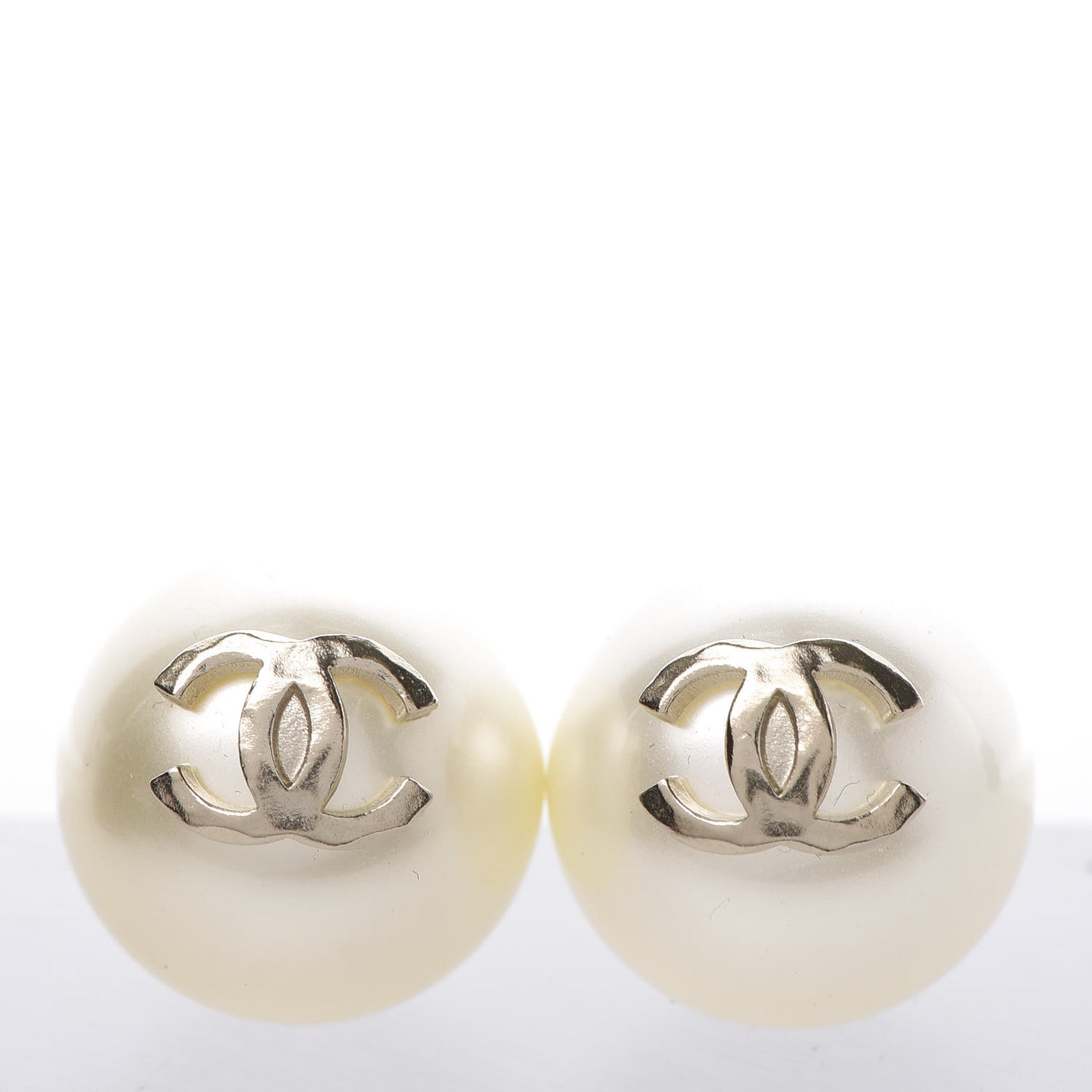 Pearl CC Chain Drop Earrings Gold
