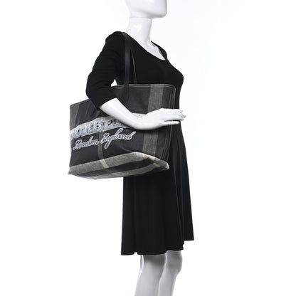 Burberry Coated Canvas Mega Check Medium Doodle Tote Black White 2 of 8