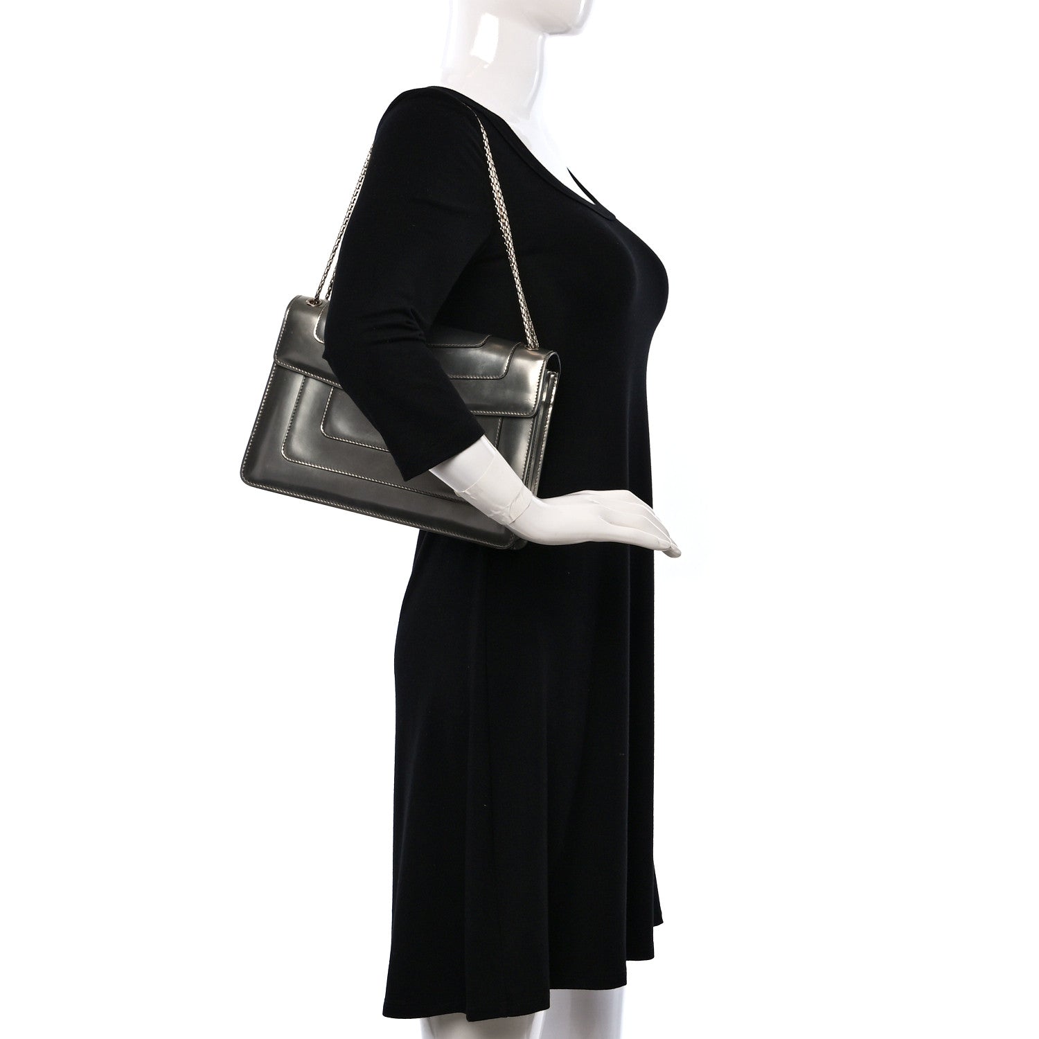 Bulgari Metallic Calfskin Serpenti Forever Crossbody Bag Silver 2 of 8