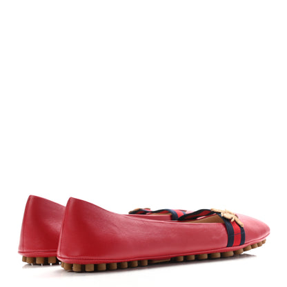 Gucci Calfskin Bayadere Bee Ballerina Flats 39 Hibiscus Red 4 of 8