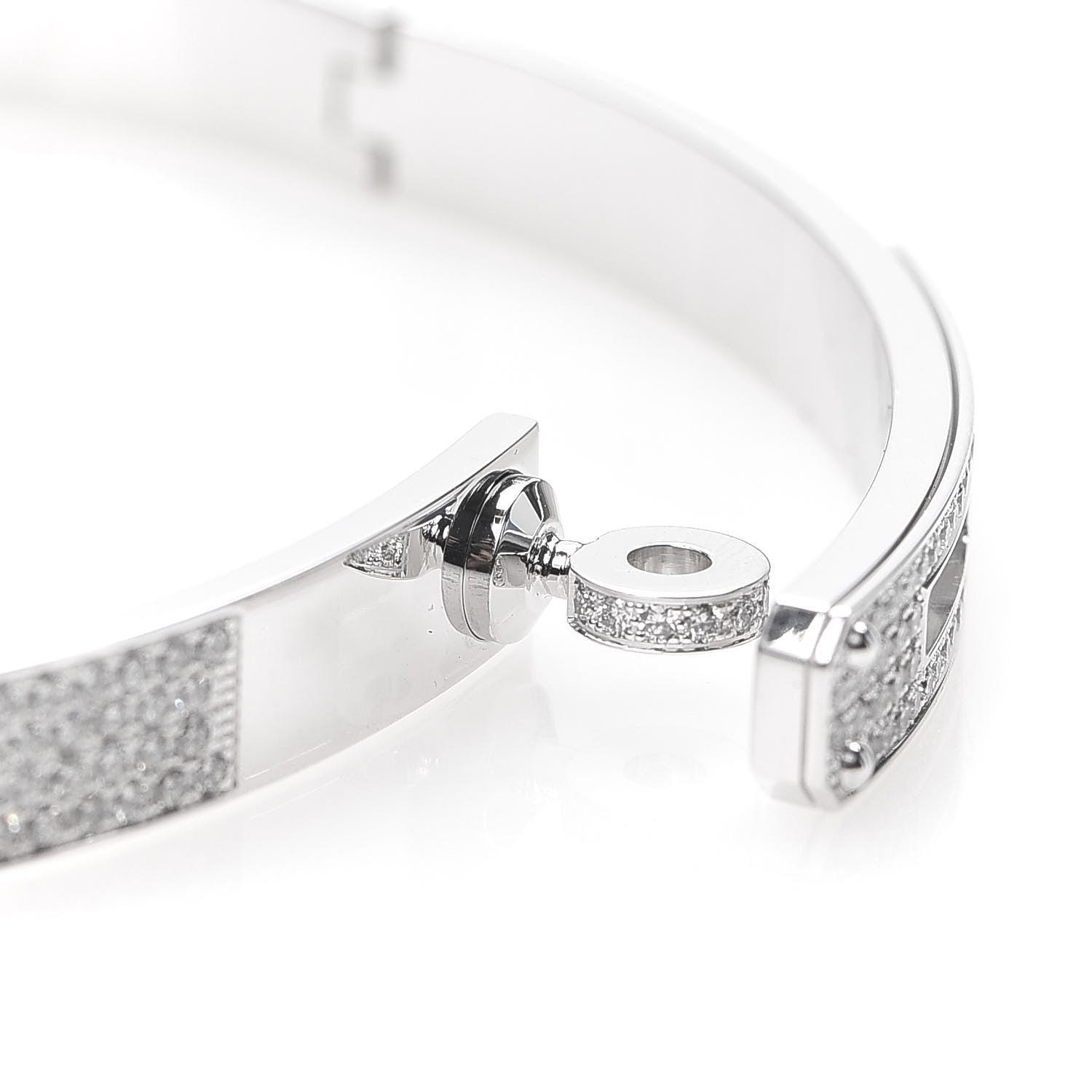 Hermes 18K White Gold Diamond Kelly Full Pave Bracelet SH 4 of 5