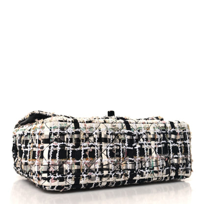 Chanel Tweed Quilted Mini Rectangular Flap White Black Multicolor 4 of 11