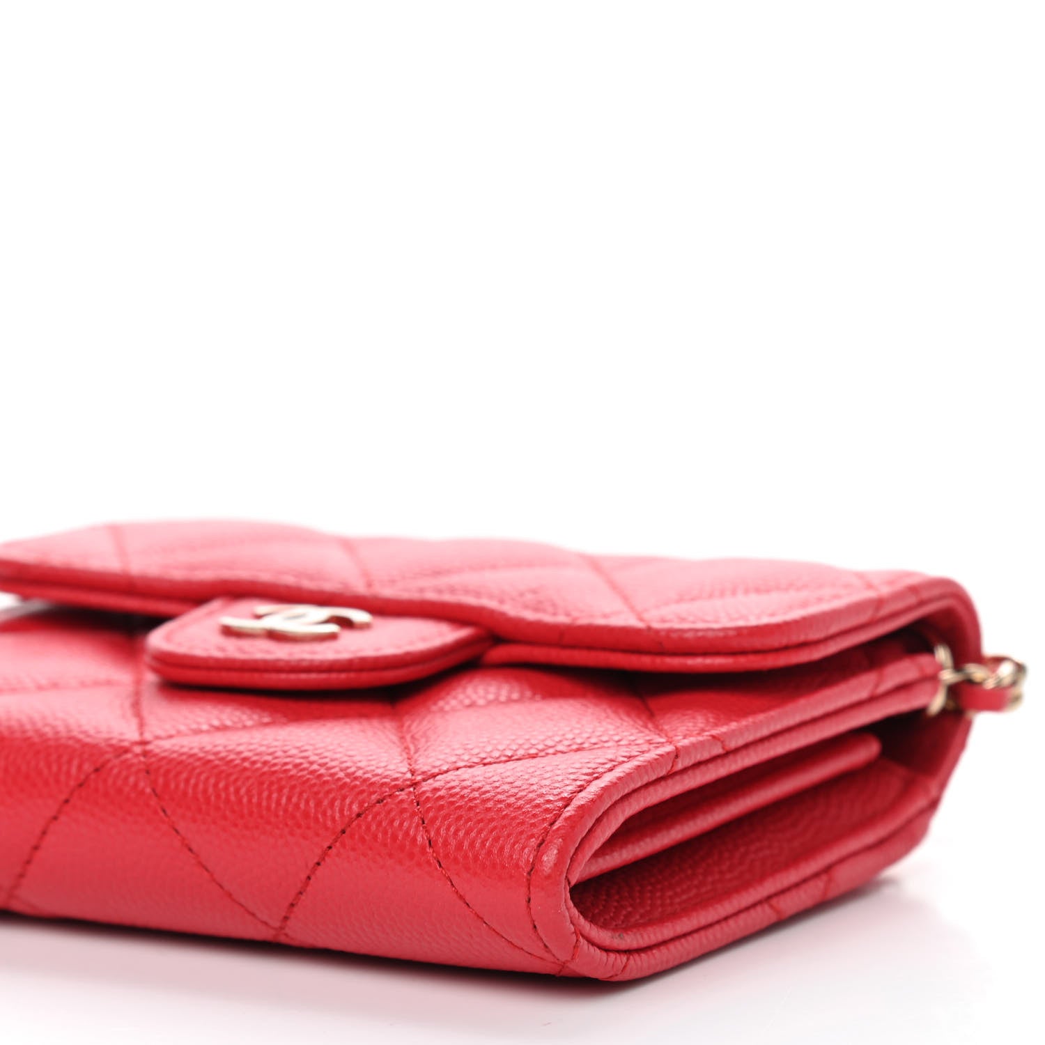 Chanel Caviar Quilted Flap Card Holder On Chain Red 7 of 10
