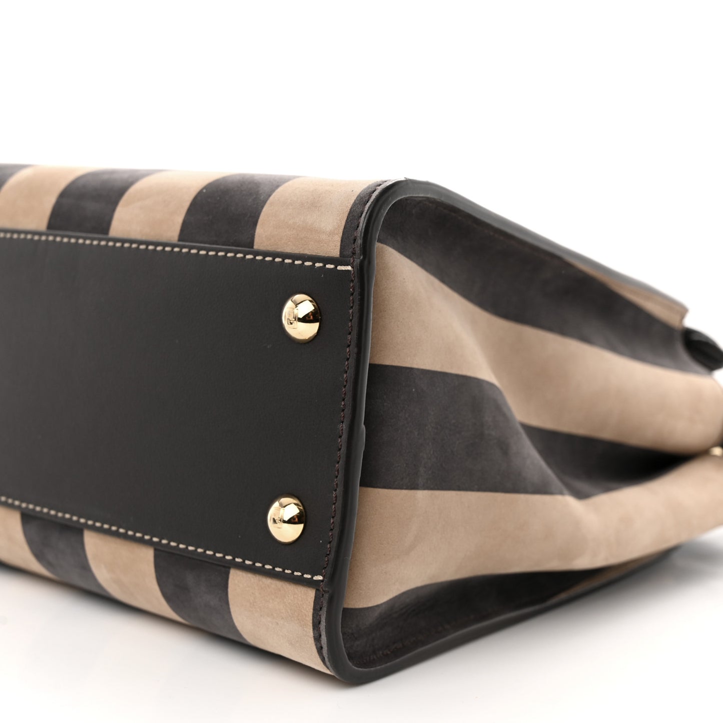 Vitello Nabuk Seta Pequin Medium Peekaboo Iconic Satchel Tobacco Moro Ebano