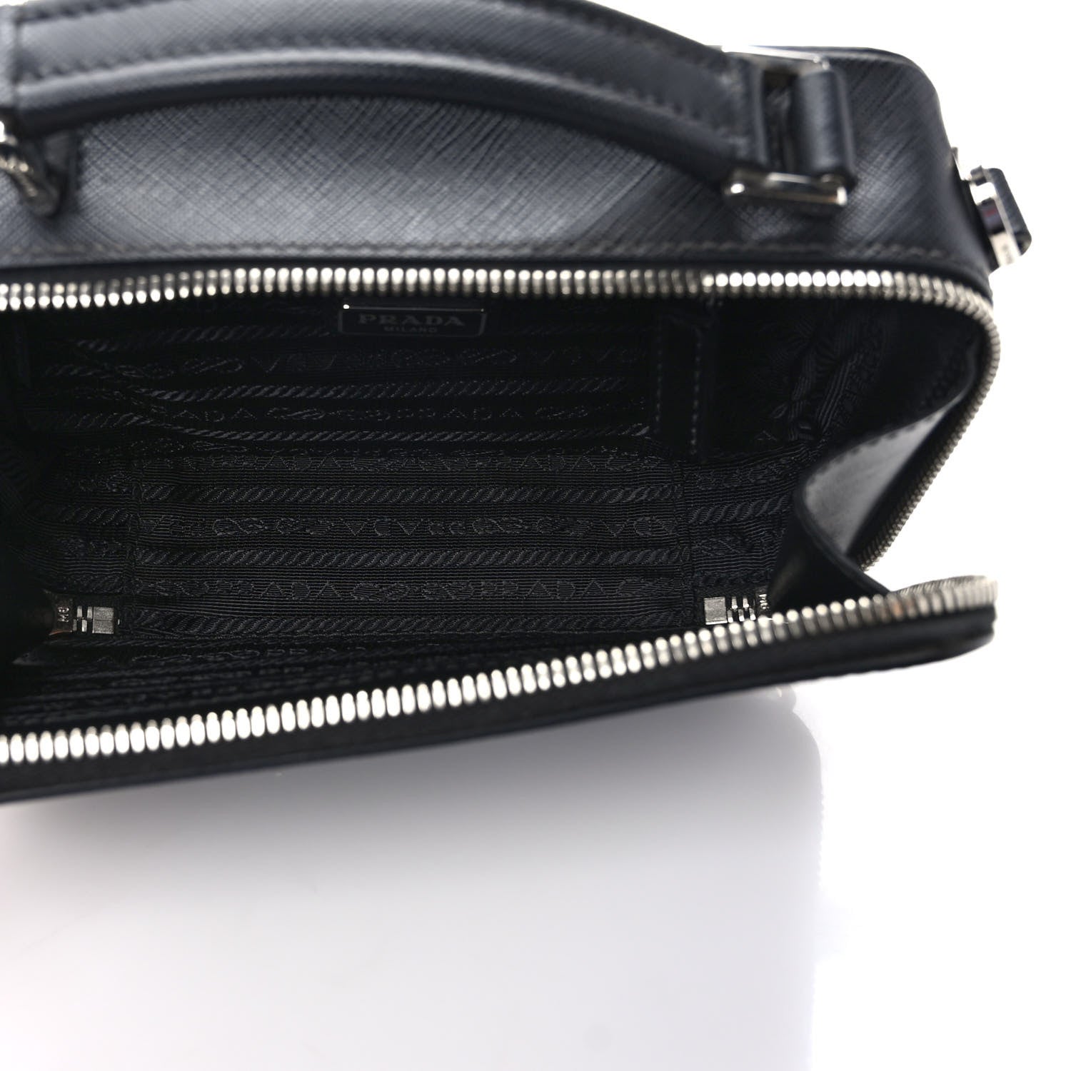 Prada Saffiano Travel Small Brique Top Handle Crossbody Bag Black 5 of 8