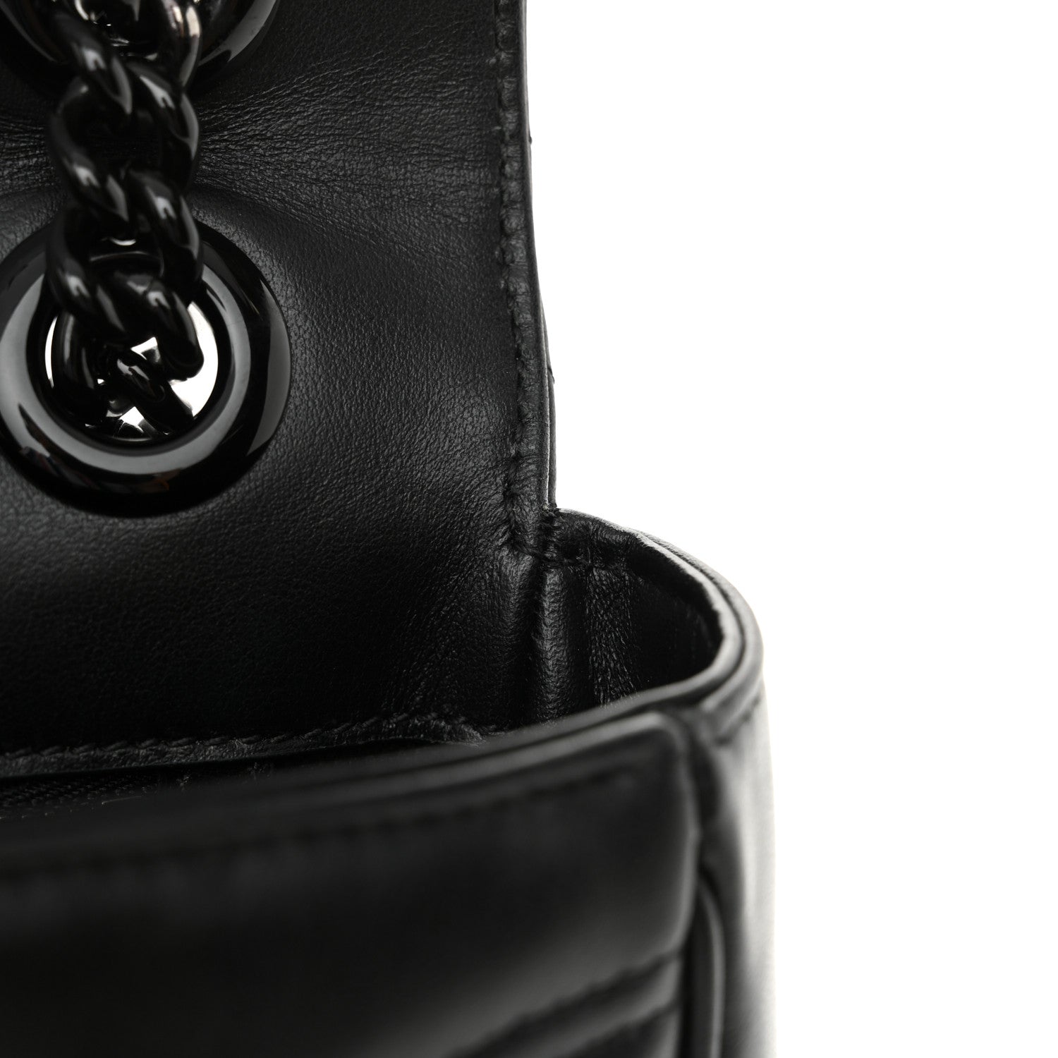 Gucci Calfskin Matelasse Monochrome Small GG Marmont Shoulder Bag Black 11 of 13