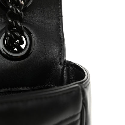 Gucci Calfskin Matelasse Monochrome Small GG Marmont Shoulder Bag Black 11 of 13