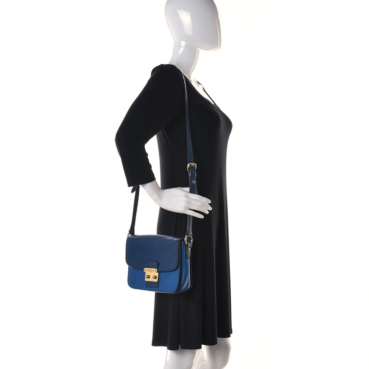 Vitello Phenix Madras Shoulder Bag Cobalto Marea