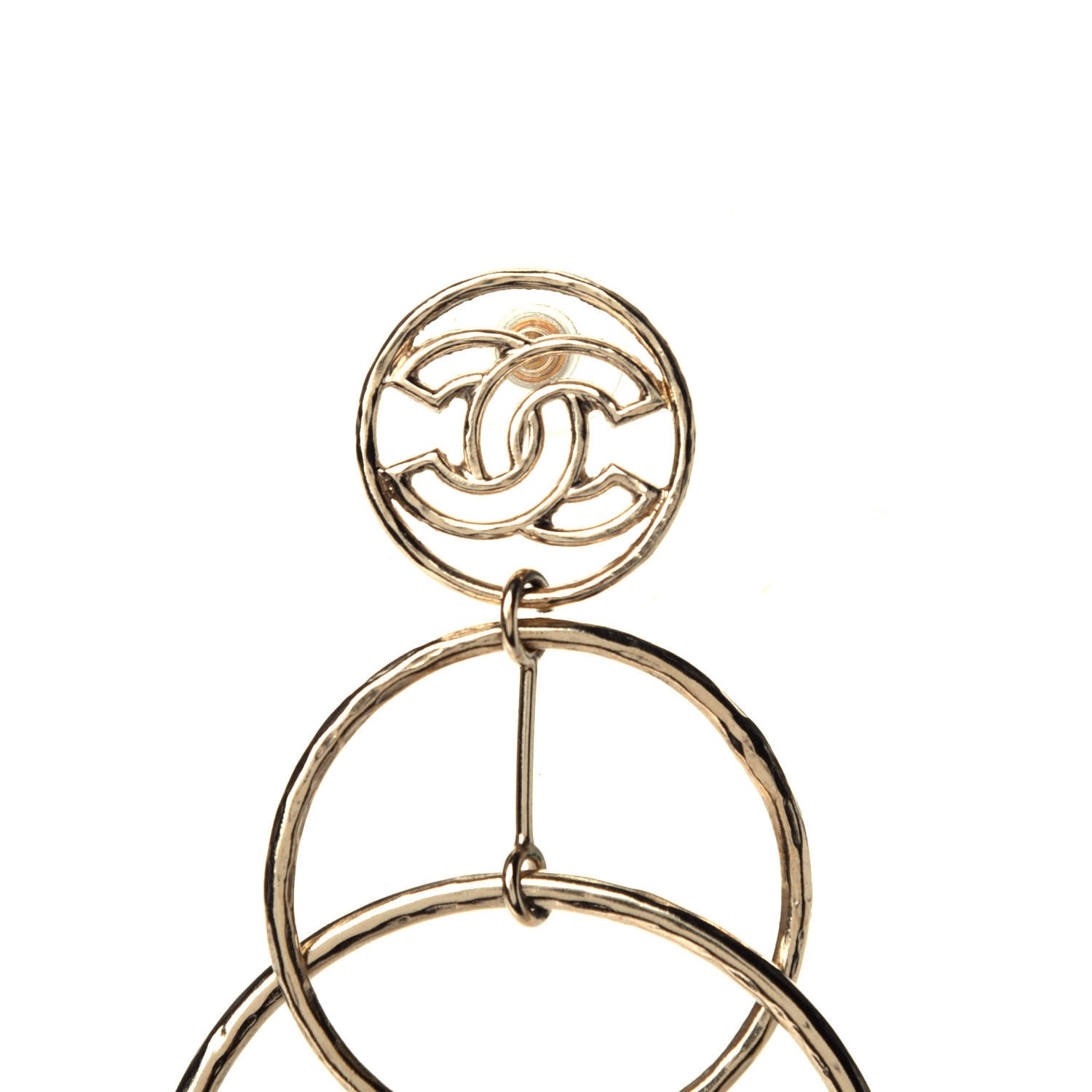 Chanel CC Hoop Drop Earrings Gold 4 of 5