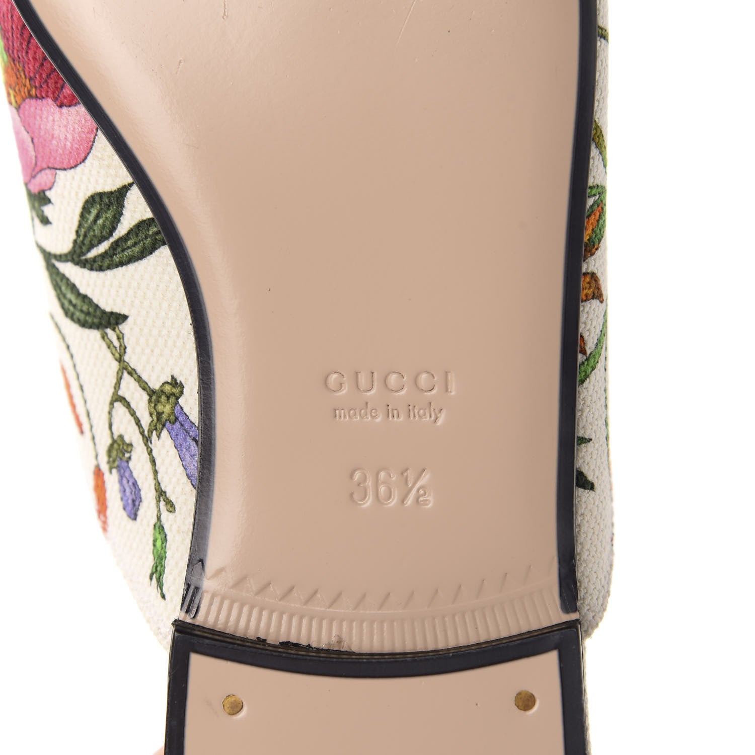 Gucci Canvas Flora Womens Princetown Slippers 36.5 White Multicolor 7 of 10