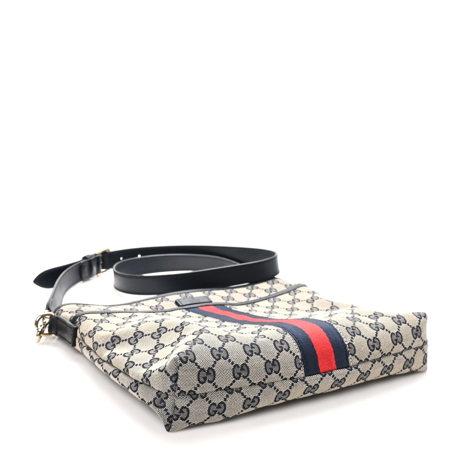 Gucci GG Supreme Monogram Web Flat Messenger Bag Navy 4 of 10