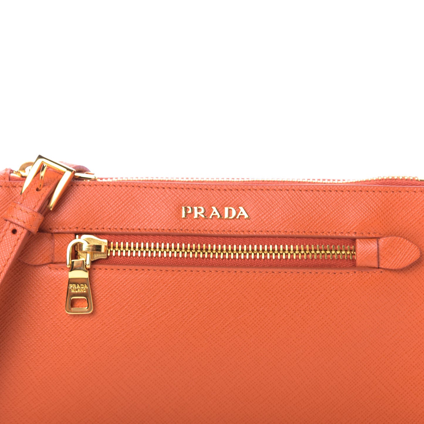 Saffiano Lux Zip Crossbody Bag Papaya