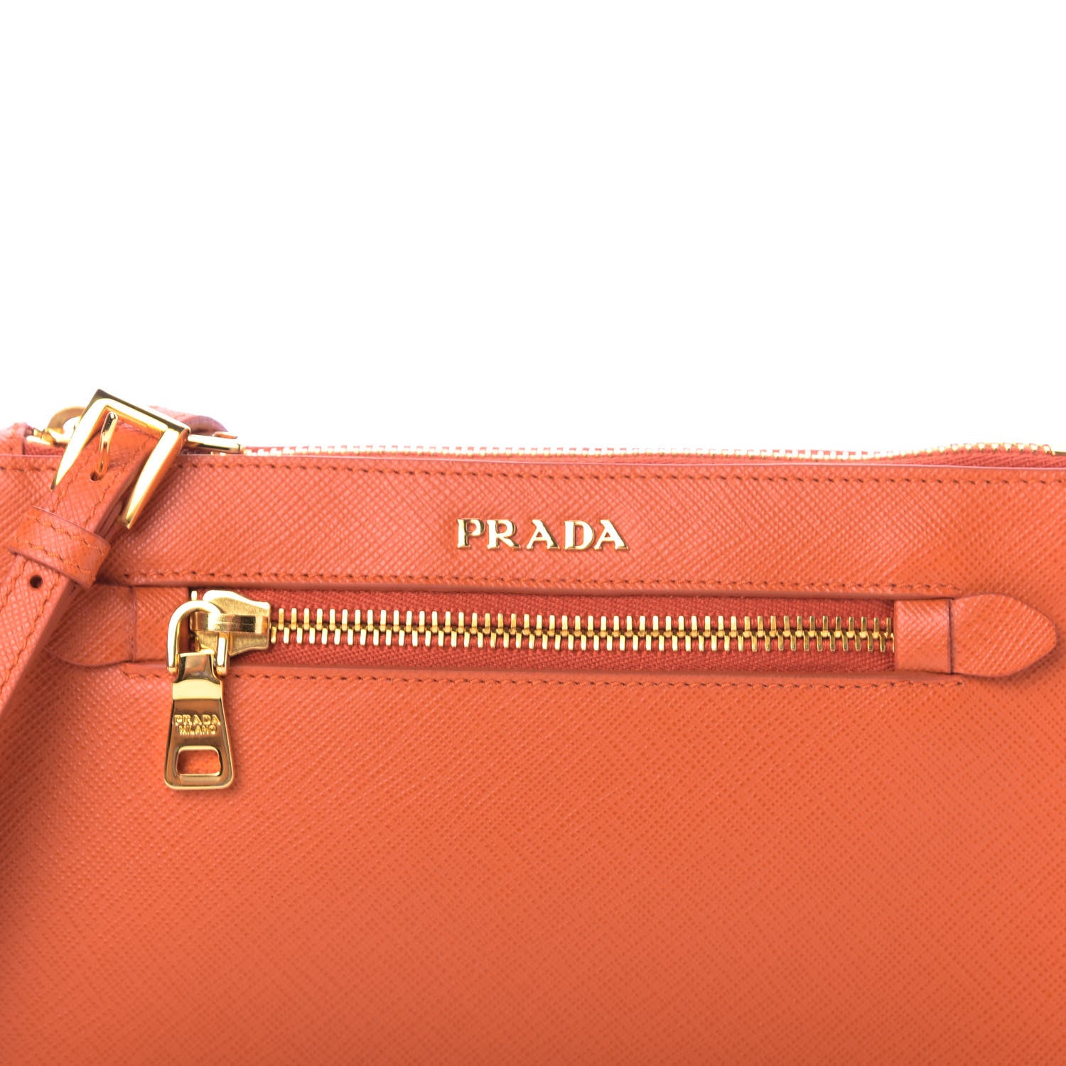 Prada Saffiano Lux Zip Crossbody Bag Papaya 7 of 9