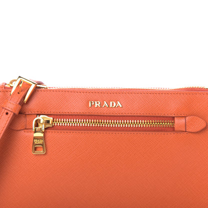 Prada Saffiano Lux Zip Crossbody Bag Papaya 7 of 9