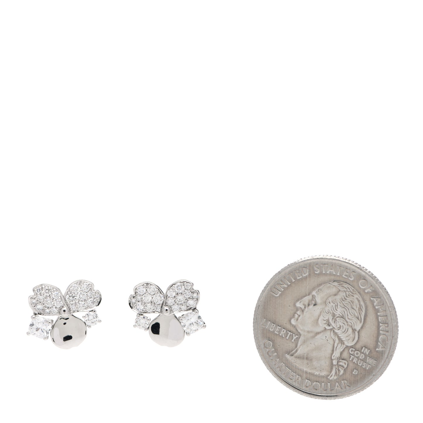 Platinum Diamond Paper Flowers Cluster Earrings