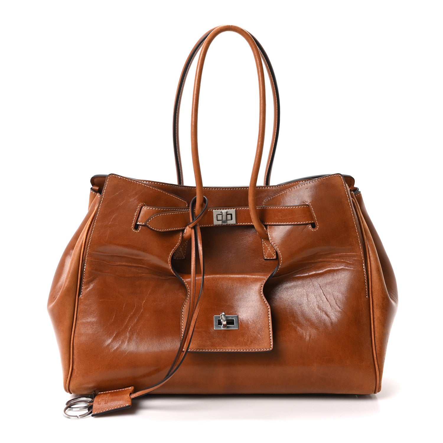 Balenciaga Vegetable Tanned Lambskin Medium Bel Air Carry All Bag Tan Cowboy 1 of 9