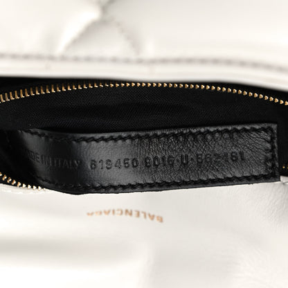 Balenciaga Nappa Calfskin Quilted Touch B Puffy Clutch White 7 of 9
