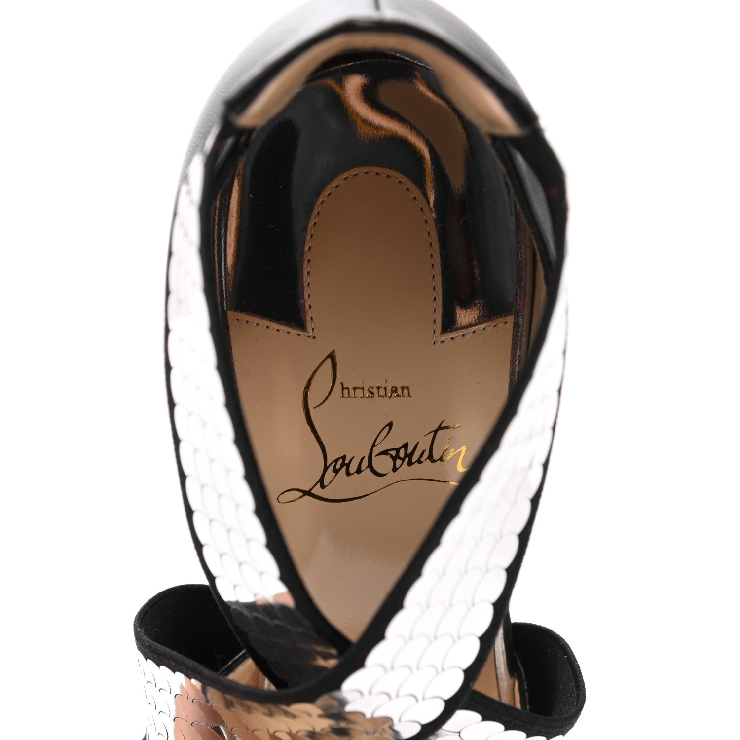 Christian Louboutin Kid Sequin Xiletta 120 Disco Ball Sandal Pumps 37 Black Silver 7 of 8