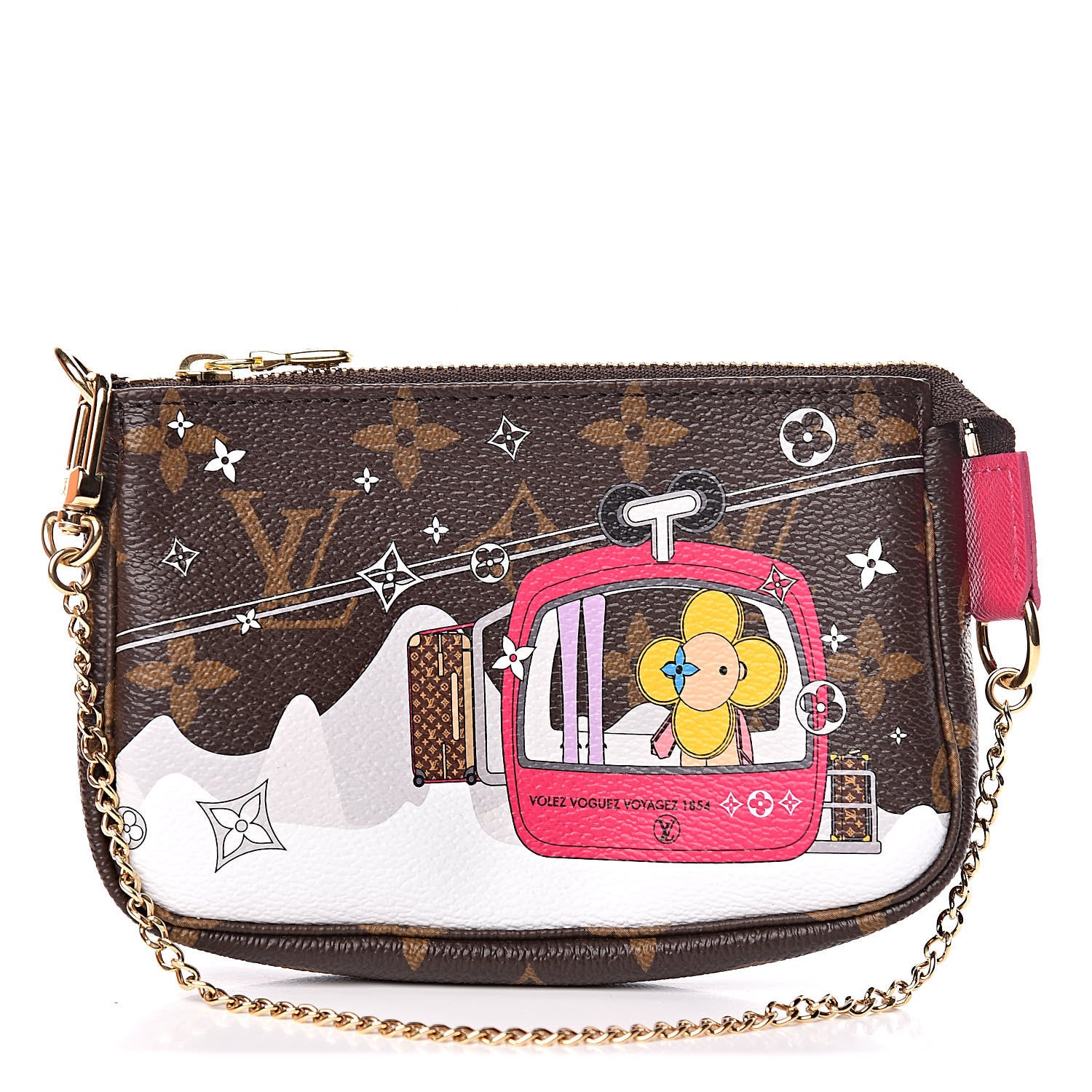 Louis Vuitton Monogram 2019 Christmas Animation Mini Courchevel Pochette Accessories Fuchsia 1 of 8