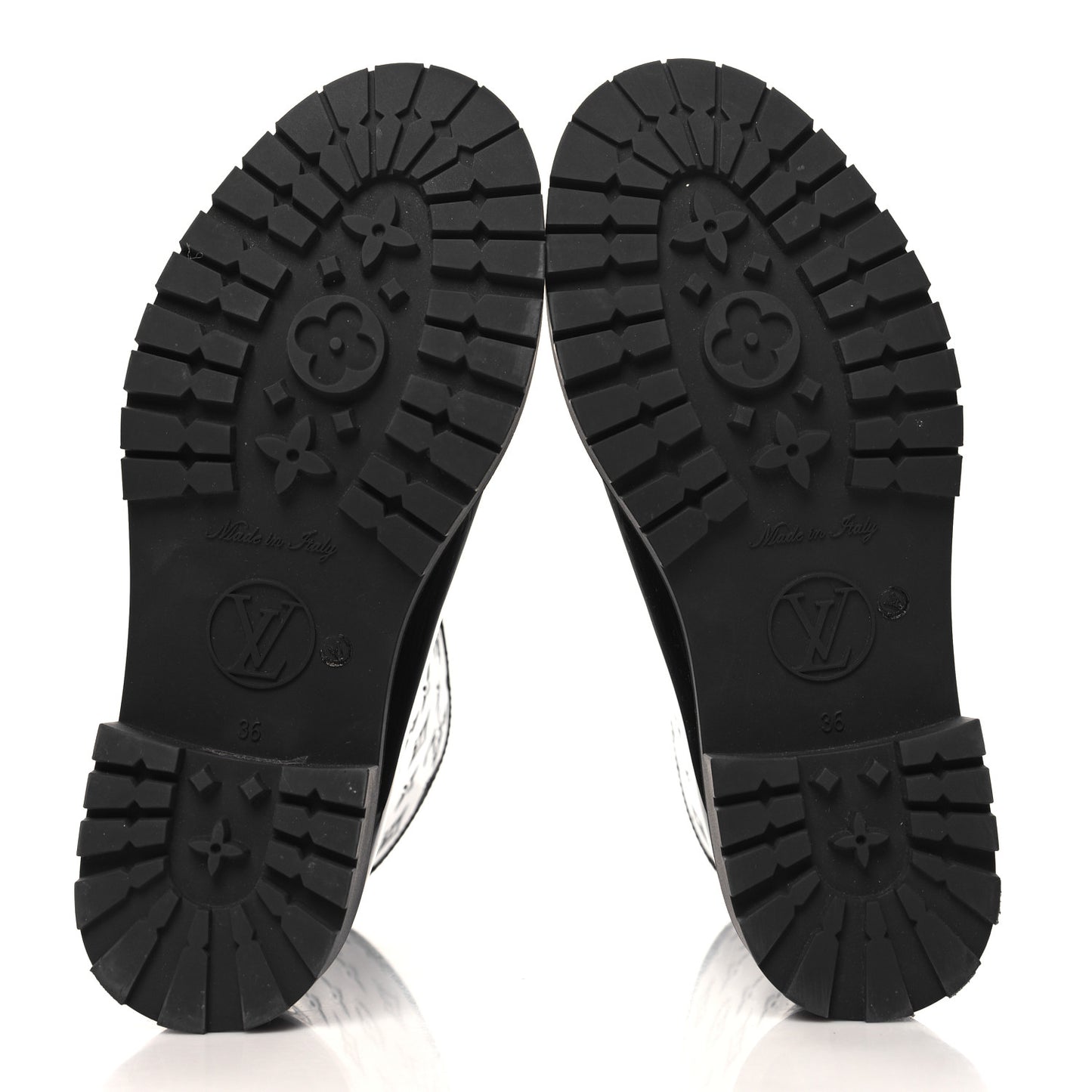 Rubber Embossed Monogram Splash Rain Short Boots 36 Black
