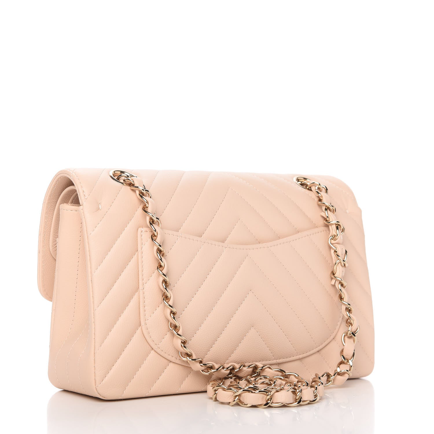 Chanel Caviar Chevron Quilted Small Double Flap Beige 3 of 10