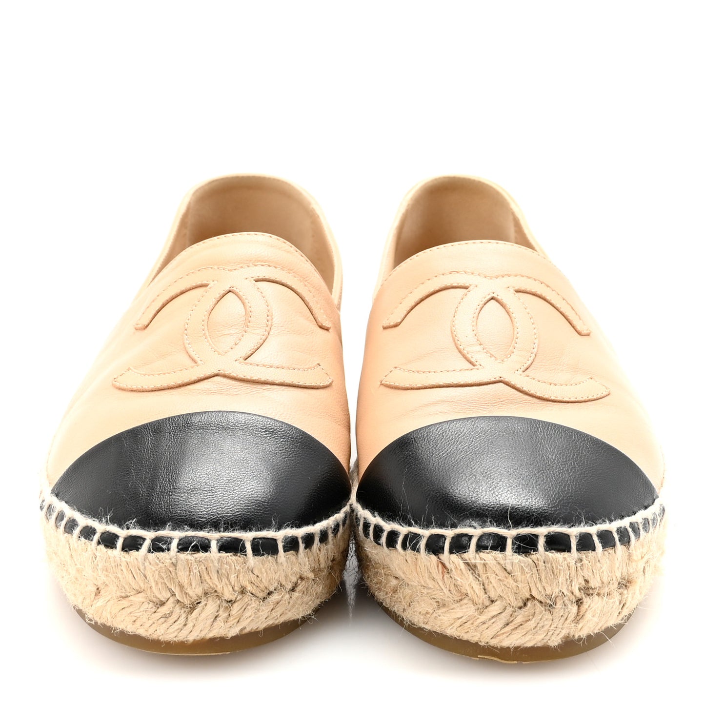 Lambskin CC Espadrilles 37 Beige Black