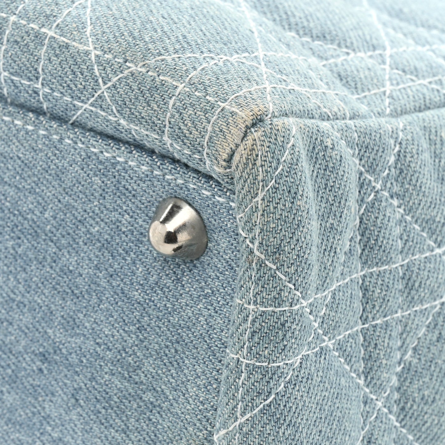 Denim Cannage Large Lady Dior Light Blue