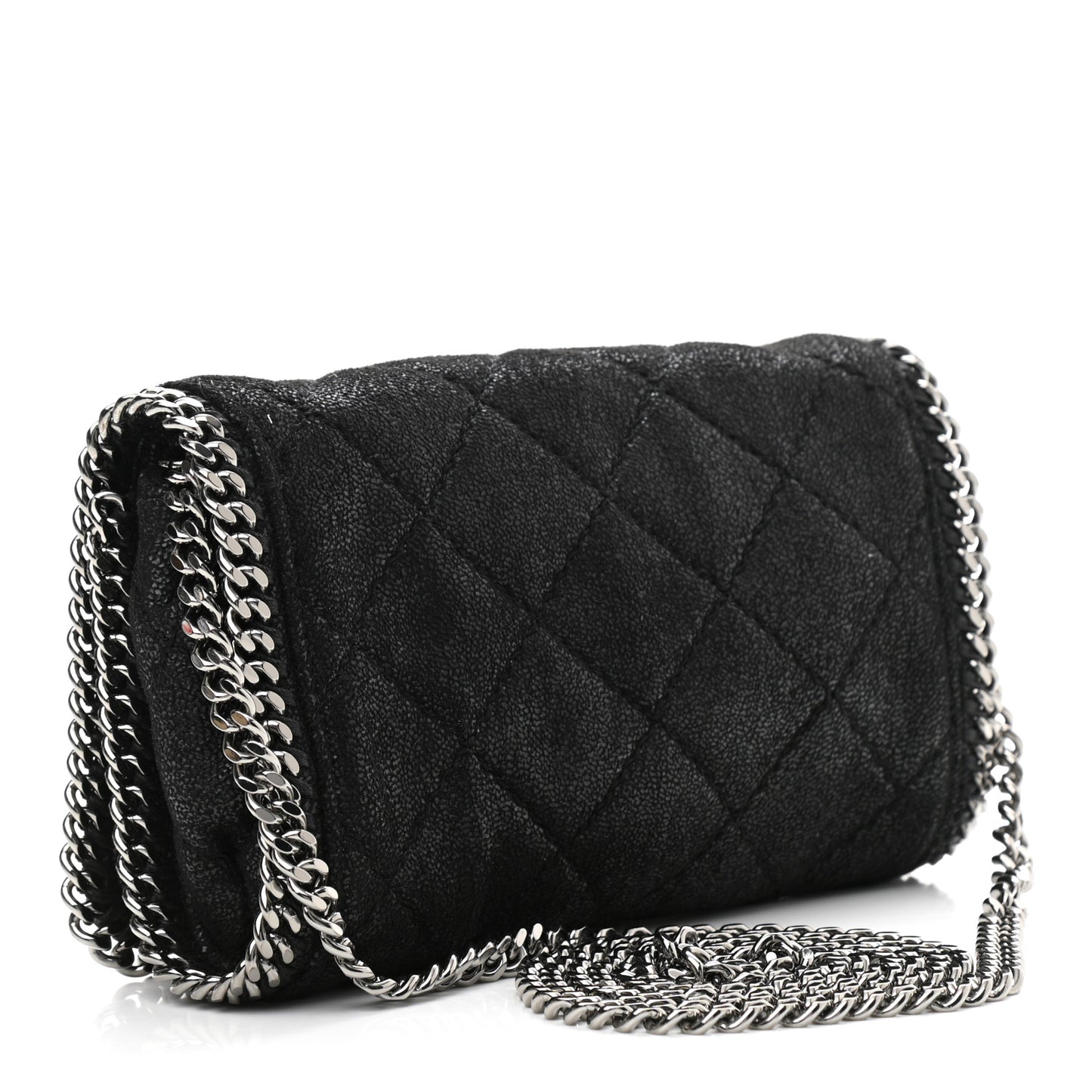 Shaggy Deer Quilted Falabella Crossbody Bag Black