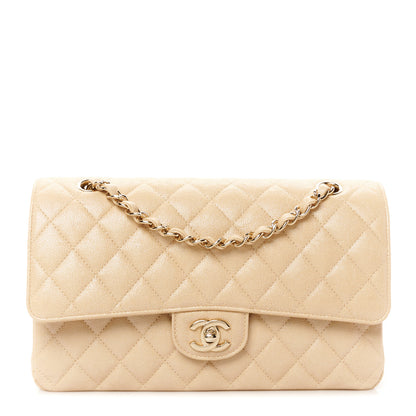Chanel Iridescent Caviar Quilted Medium Double Flap Beige 1 of 11