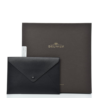 Delvaux Grained Calfskin Envelope Clutch Black 8 of 8