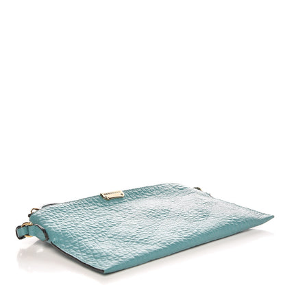 Burberry Signature Grain Calfskin Check Embossed Peyton Crossbody Clutch Bag Aqua Green 4 of 9