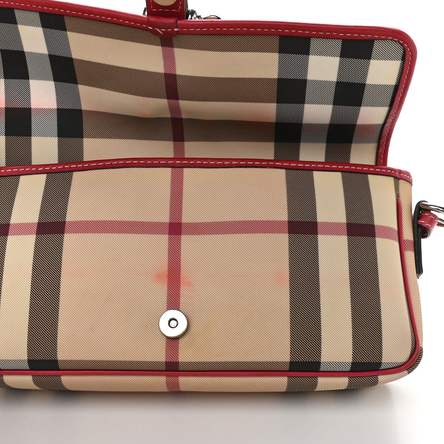 House Check Buckle Shoulder Bag Red