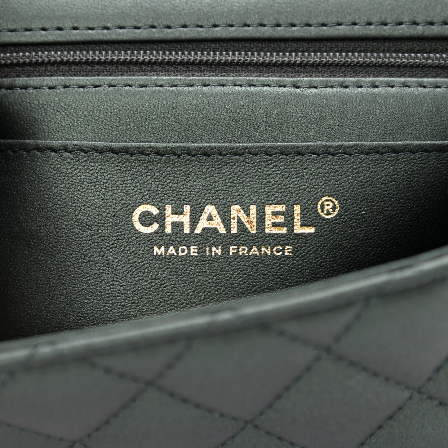 Iridescent Lambskin Quilted Mini Top Handle Rectangular Flap Dark Green