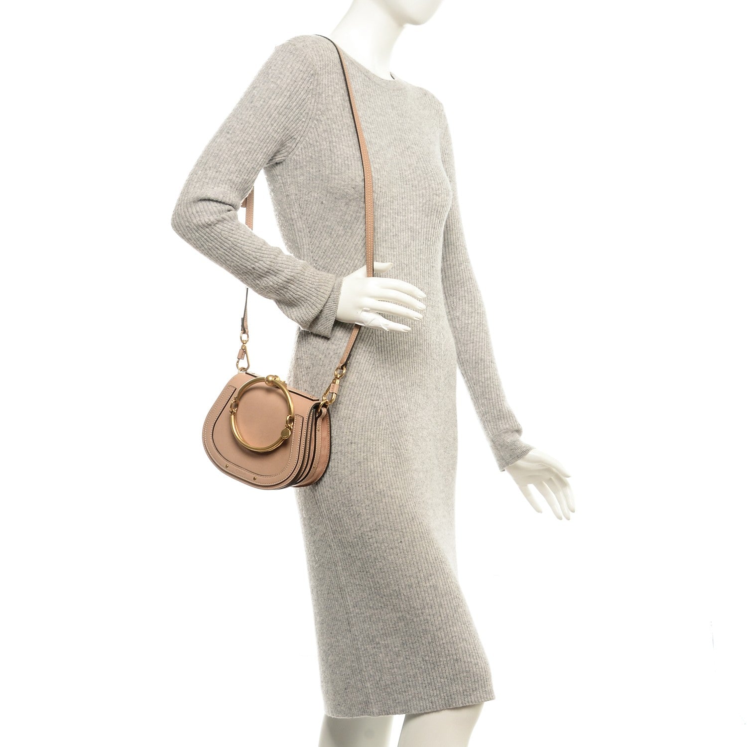 Chloe Calfskin Suede Small Nile Bracelet Bag Biscotti Beige 2 of 8