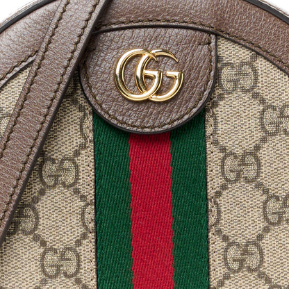 Gucci GG Supreme Monogram Web Mini Ophidia Round Shoulder Bag Brown 9 of 11