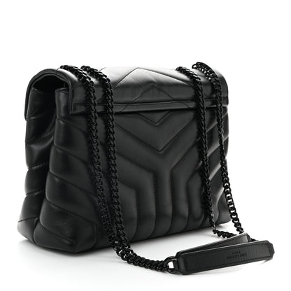 Saint Laurent Calfskin Y Quilted Monogram Monochrome Small Loulou Chain Satchel Black 3 of 10