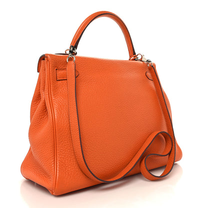 Hermes Taurillon Clemence Kelly Retourne 32 Orange 3 of 14