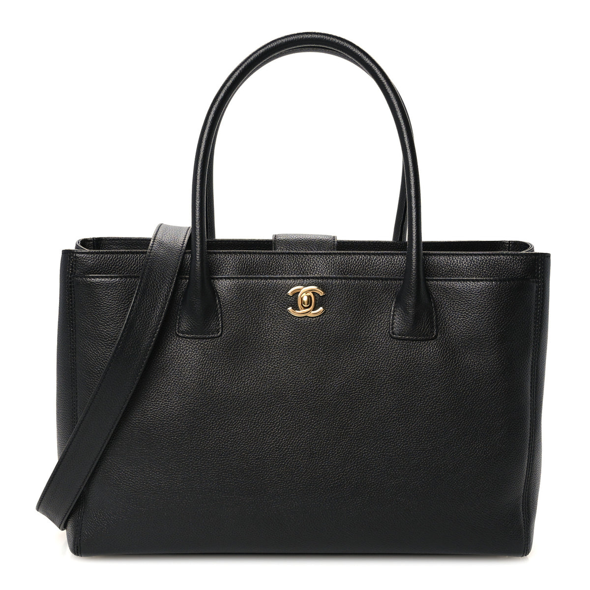 Calfskin Cerf Executive Shopper Tote Black