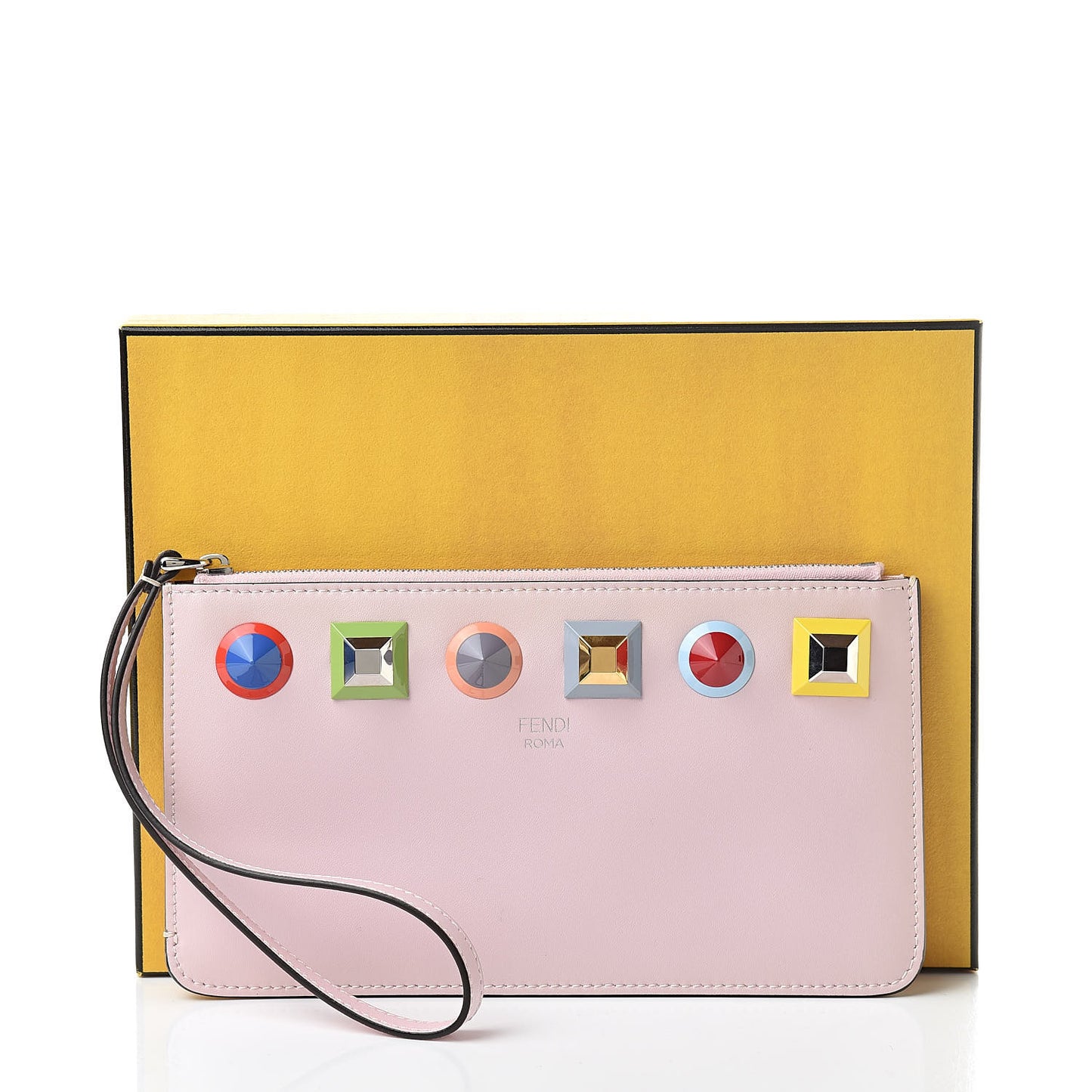 Vitello Liberty Studded Zip Pouch Peonia Multicolor